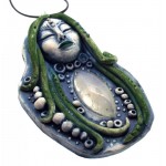 Ceramic Goddess with Rainbow Moonstone Wall Art 26